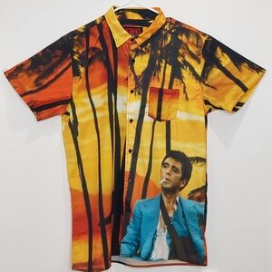 Scarface Sunset Short Sleeve Woven Top - Like New. Reason X Scarface Collab.